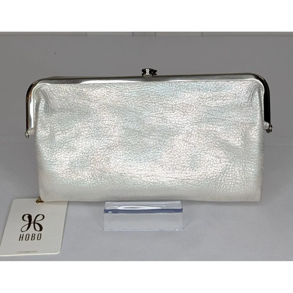 Hobo Lauren Double-Frame Leather Vintage Style Wallet - Silver, NWT